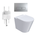 Parisi L'Hotel PN740 Floor Mount Toilet Package - Includes Satin Chrome Blade Flush Plate - PN740 + PA110 + PA232
