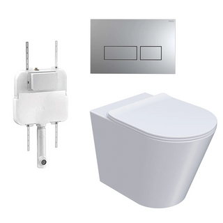 Parisi L'Hotel PN740 Floor Mount Toilet Package - Includes Satin Chrome Blade Flush Plate - PN740 + PA110 + PA232