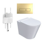 Parisi L'Hotel PN740 Floor Mount Toilet Package - Includes Satin Gold Blade Flush Plate - PN740 + PA110 + PA237