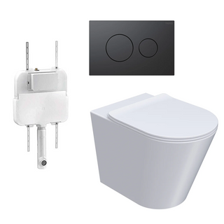 Parisi L'Hotel PN740 Floor Mount Toilet Package - Includes Matte Black Tondo II Flush Plate - PN740 + PA110 + PA400.02
