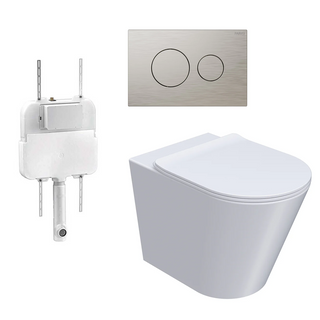 Parisi L'Hotel PN740 Floor Mount Toilet Package - Includes Brushed Nickel Tondo II Flush Plate - PN740 + PA110 + PA400.41