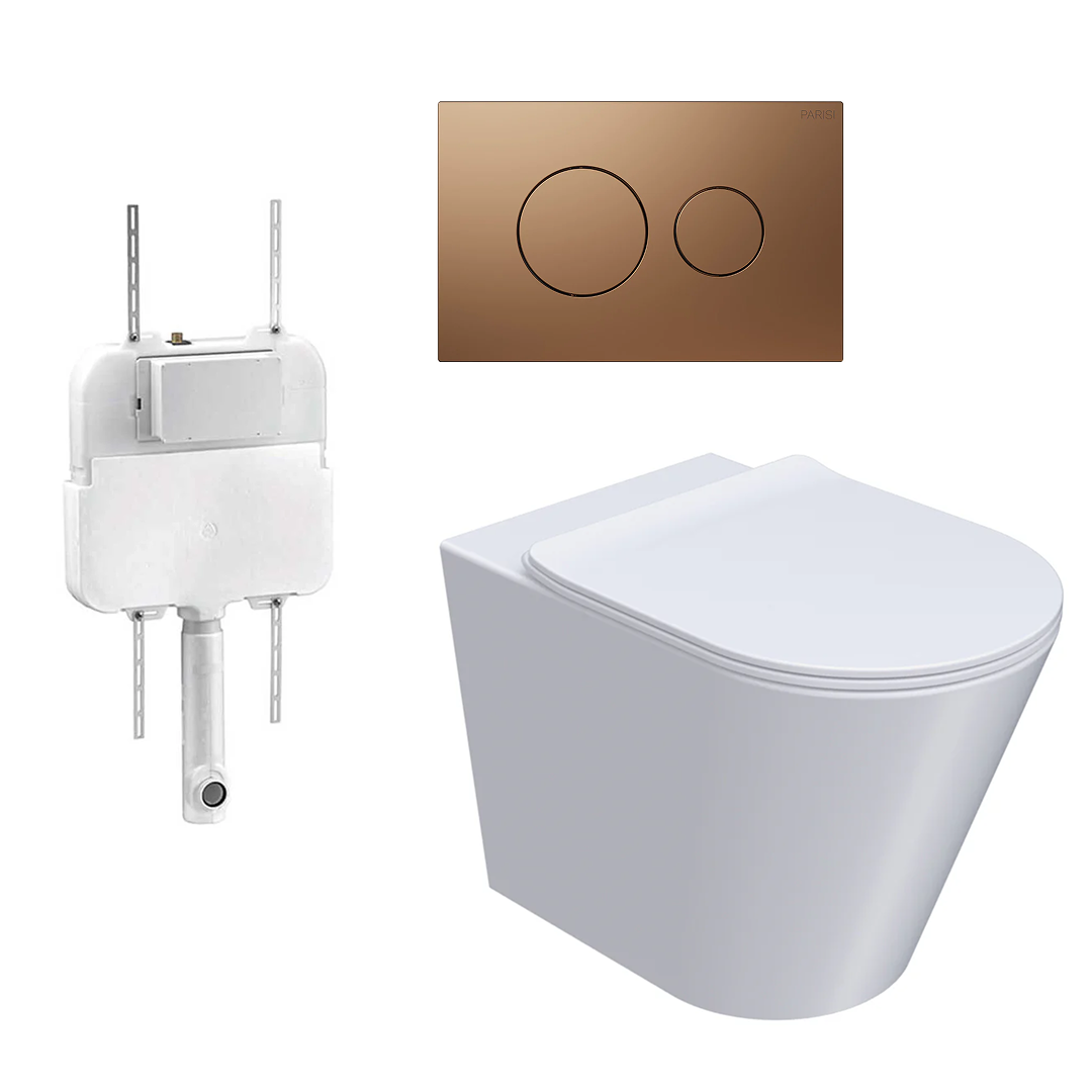 Parisi L'Hotel PN740 Floor Mount Toilet Package - Includes Matte Bronze Tondo II Flush Plate - PN740 + PA110 + PA400.48