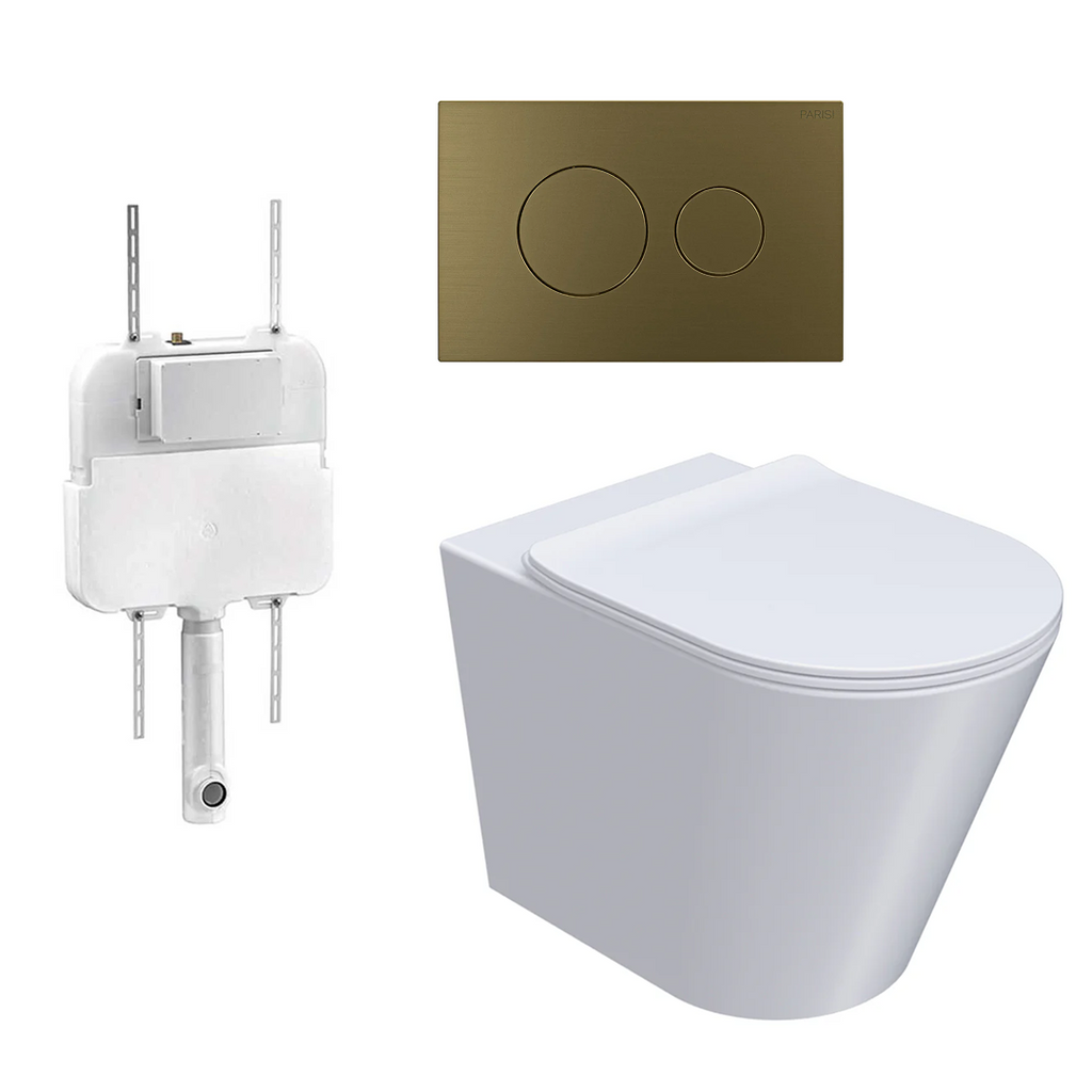 Parisi L'Hotel PN740 Floor Mount Toilet Package - Includes Antique Brass Tondo II Flush Plate - PN740 + PA110 + PA400.56