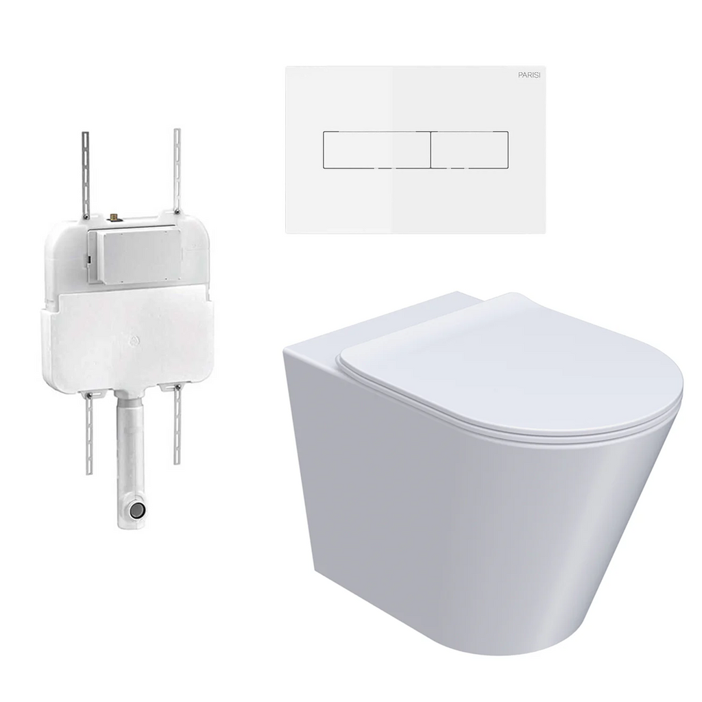 Parisi L'Hotel PN740 Floor Mount Toilet Package - Includes Gloss White Blade II Flush Plate - PN740 + PA110 + PA401.11