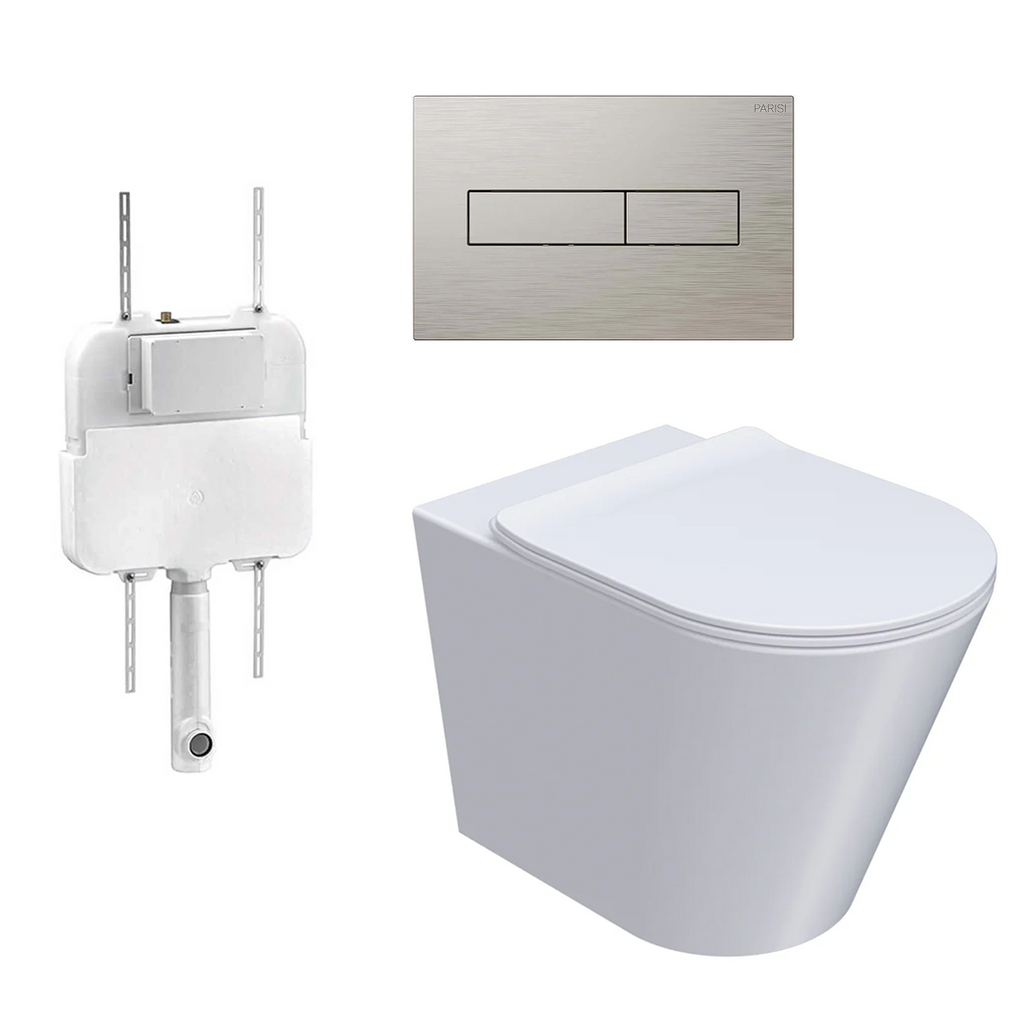 Parisi L'Hotel PN740 Floor Mount Toilet Package - Includes Brushed Nickel Blade II Flush Plate - PN740 + PA110 + PA401.41