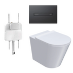 Parisi L'Hotel PN740 Floor Mount Toilet Package - Includes Matte Black Quasar Flush Plate - PN740 + PA110 + PA403.02