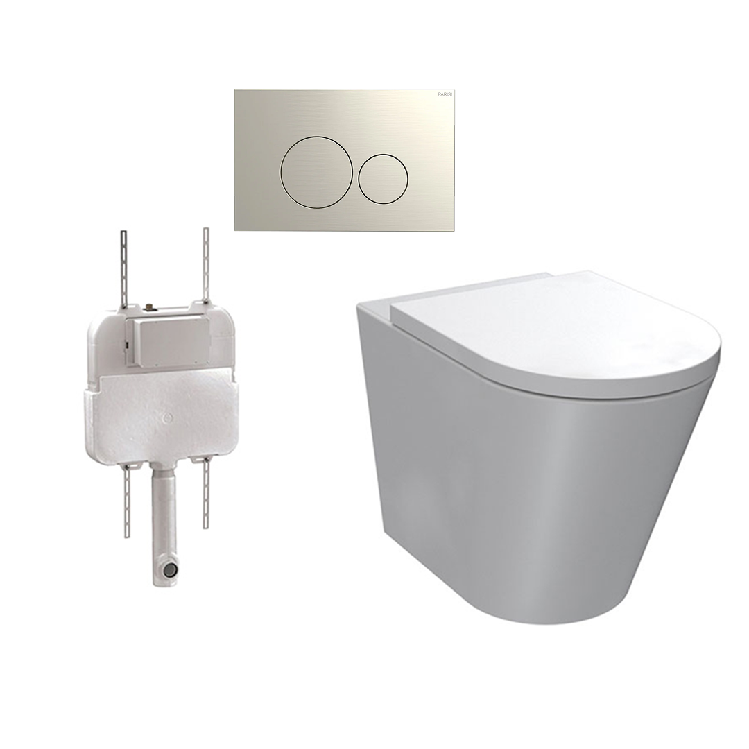 Parisi Linfa PN770 Rimless Floor Mount Package with Tondo Brushed Nickel Flush Plate - PN770 + PA110 + PA220.41