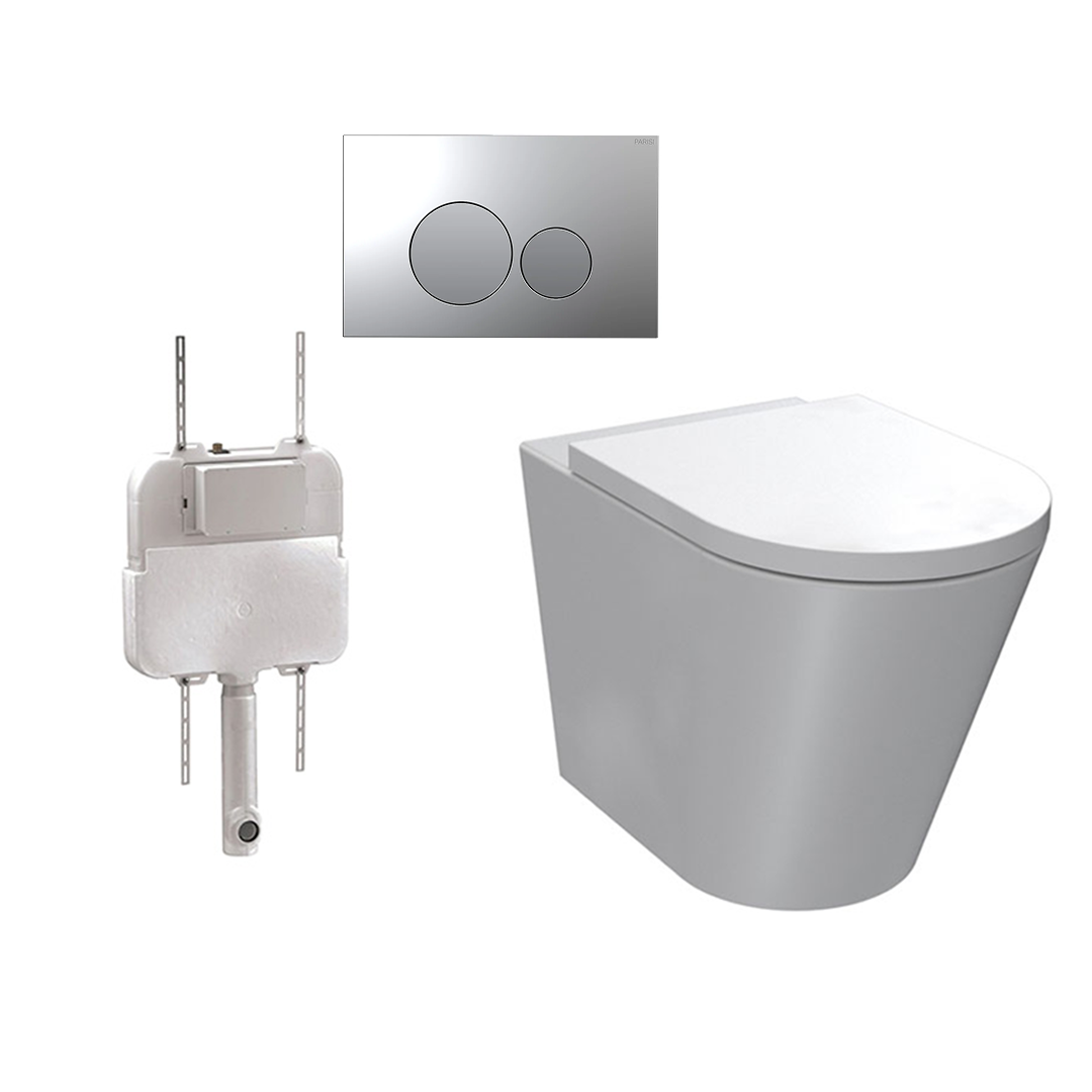 Parisi Linfa PN770 Rimless Floor Mount Package with Tondo Chrome/Satin Chrome Flush Plate - PN770 + PA110 + PA223
