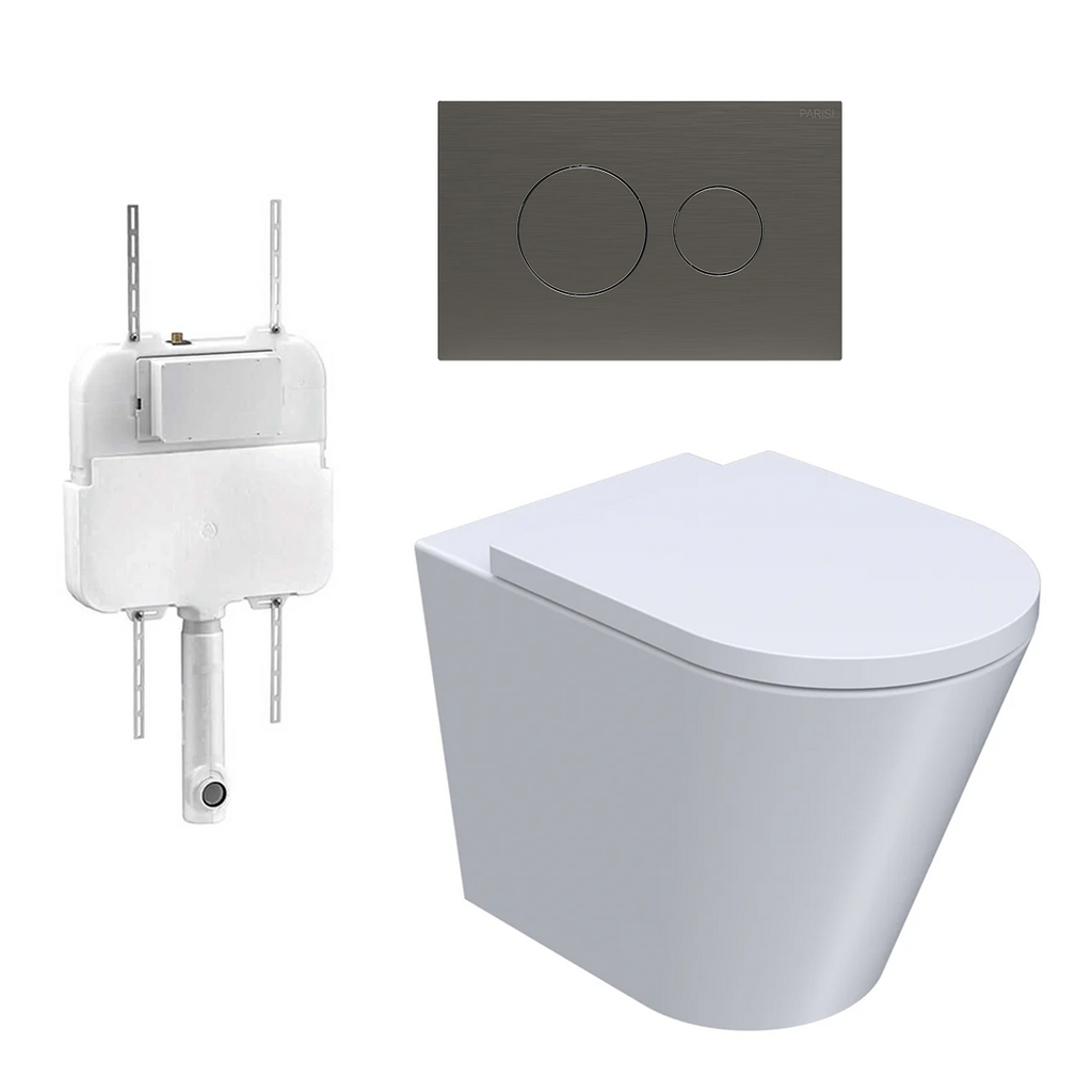 Parisi L'Hotel PN740 Floor Mount Toilet Package - Includes Fucile Tondo II Flush Plate - PN740 + PA110 + PA400.50
