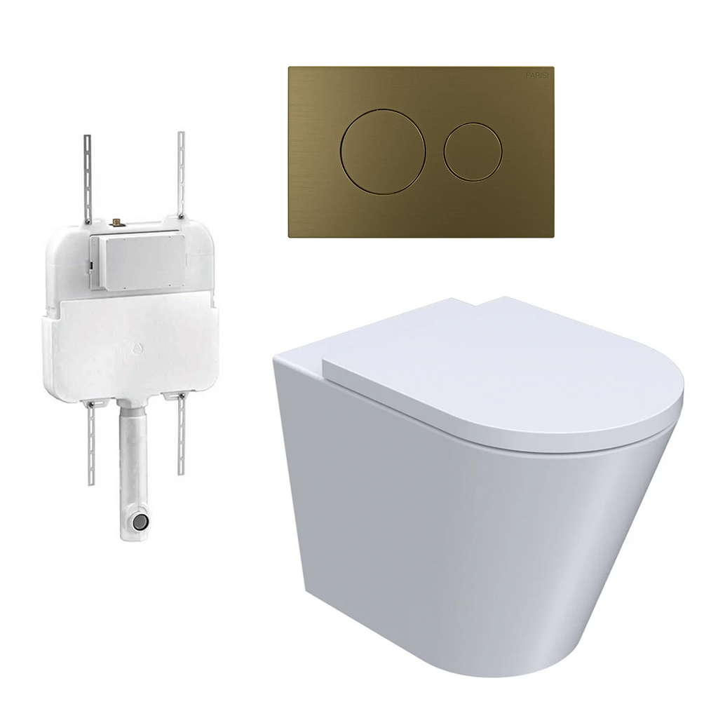 Parisi Linfa PN770 Rimless Floor Mount Package with Tondo II Antique Brass Flush Plate - PN770 + PA110 + PA400.56