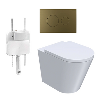 Parisi Linfa PN770 Rimless Floor Mount Package with Tondo II Antique Brass Flush Plate - PN770 + PA110 + PA400.56