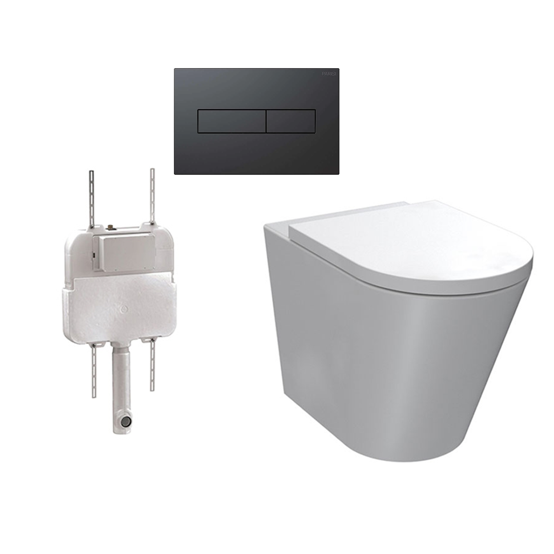 Parisi Linfa PN770 Rimless Floor Mount Package with Blade II Matte Black Flush Plate - PN770 + PA110 + PA401