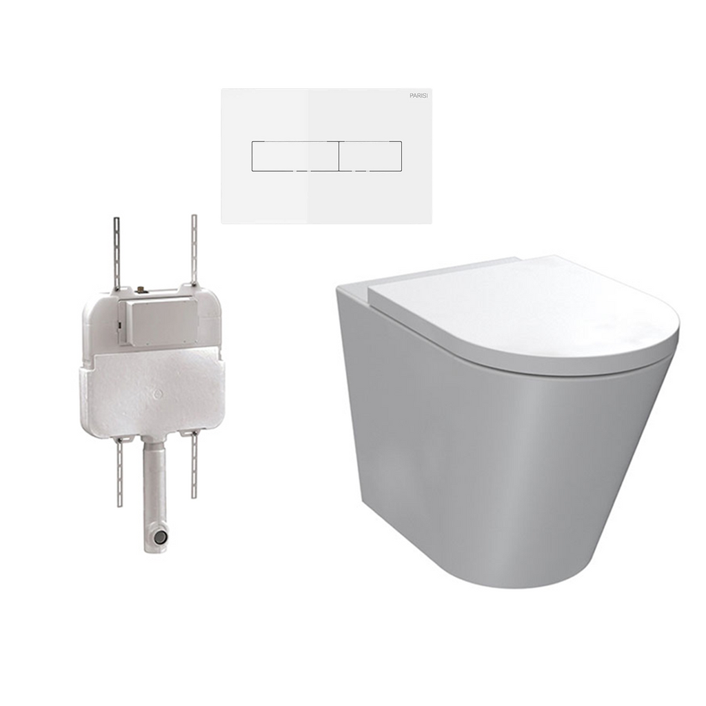 Parisi Linfa PN770 Rimless Floor Mount Package with Blade II Gloss White Flush Plate - PN770 + PA110 + PA401.11