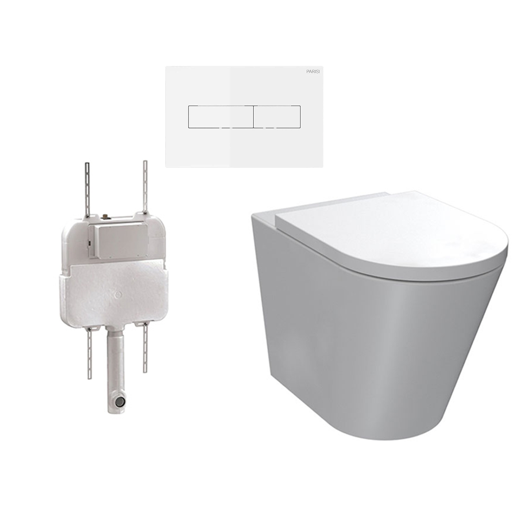 Parisi Linfa PN770 Rimless Floor Mount Package with Blade II Gloss White Flush Plate - PN770 + PA110 + PA401.11
