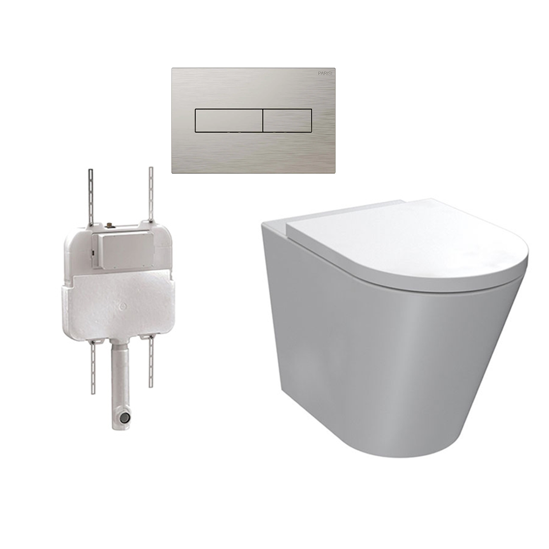 Parisi Linfa PN770 Rimless Floor Mount Package with Blade II Brushed Nickel Flush Plate - PN770 + PA110 + PA401.41