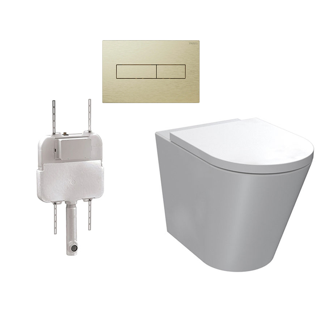 Parisi Linfa PN770 Rimless Floor Mount Package with Blade II Brushed Brass Flush Plate - PN770 + PA110 + PA401.46
