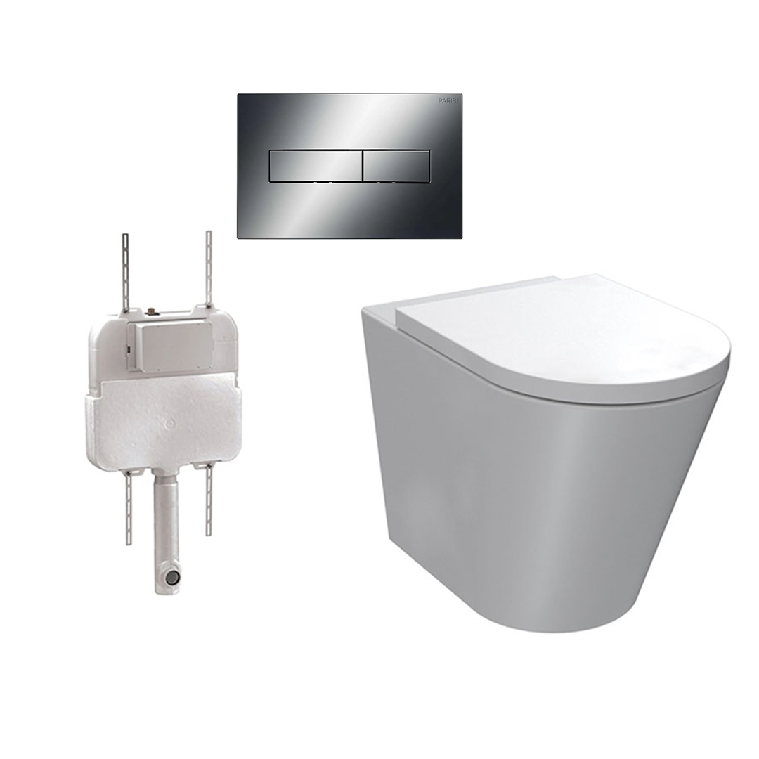 Parisi Linfa PN770 Rimless Floor Mount Package with Blade II Chrome Flush Plate - PN770 + PA110 + PA401