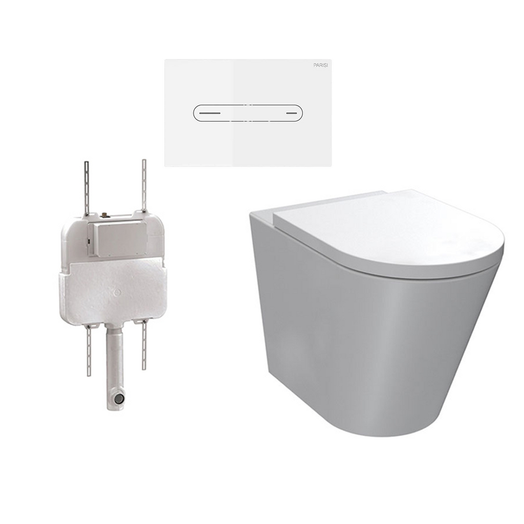Parisi Linfa PN770 Rimless Floor Mount Package with Elli Gloss White Flush Plate - PN770 + PA110 + PA402.11