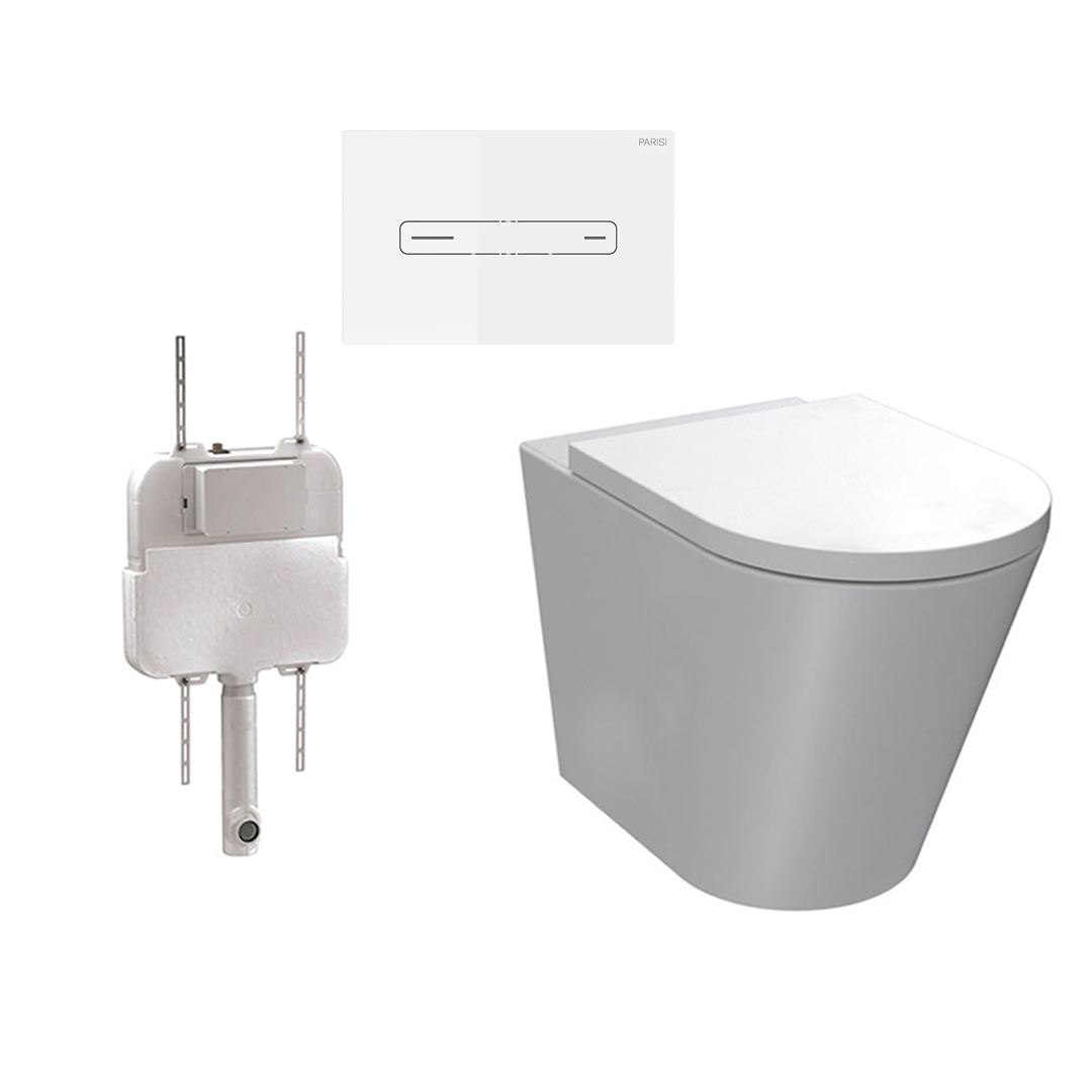 Parisi Linfa PN770 Rimless Floor Mount Package with Quasar Gloss White Flush Plate - PN770 + PA110 + PA403.11