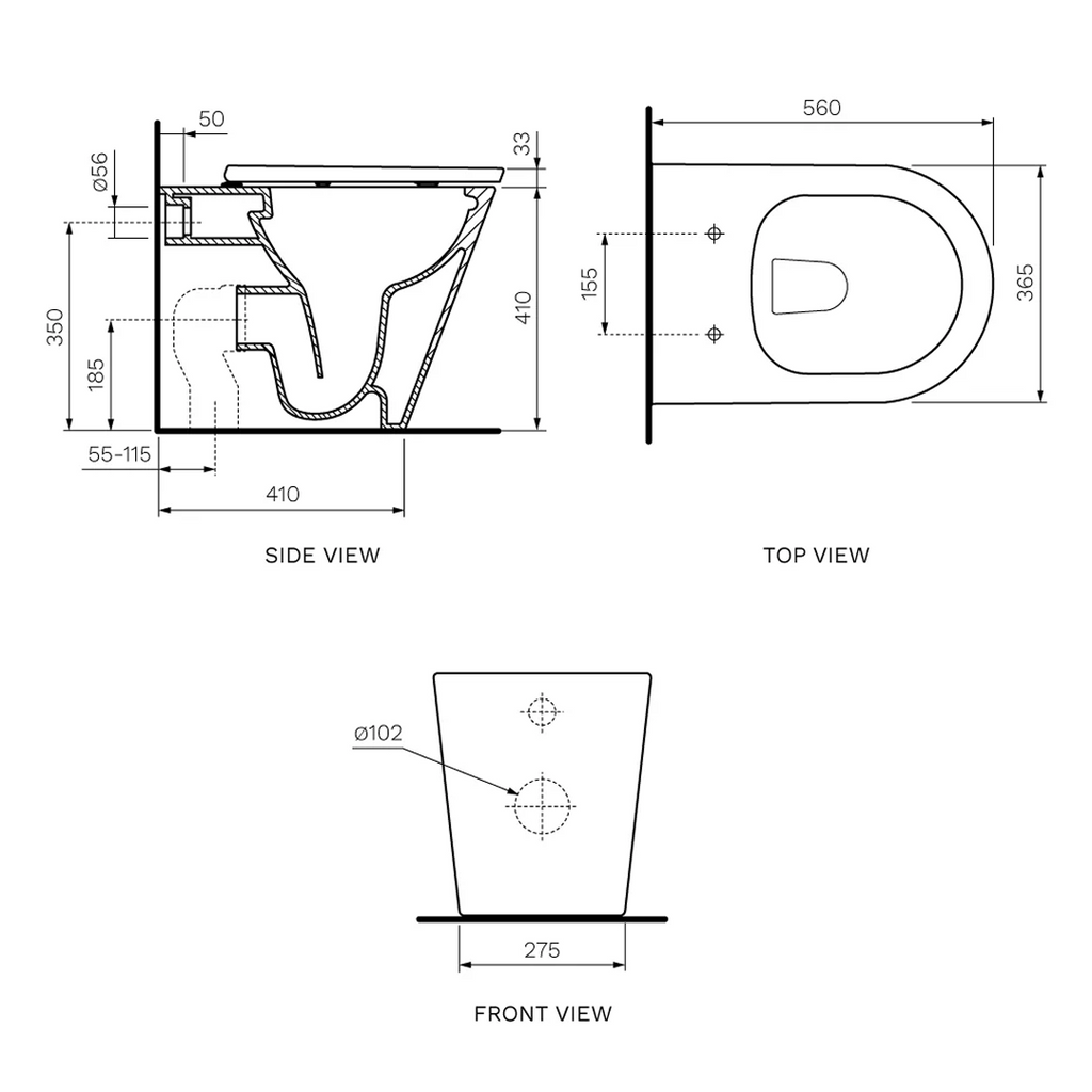 Parisi Linfa PN770 Rimless Wall Faced Toilet - Soft Close Seat