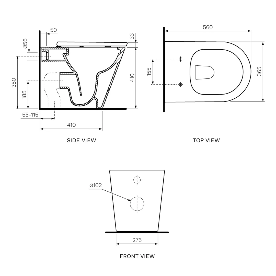 Parisi Linfa PN770 Rimless Wall Faced Toilet - Soft Close Seat