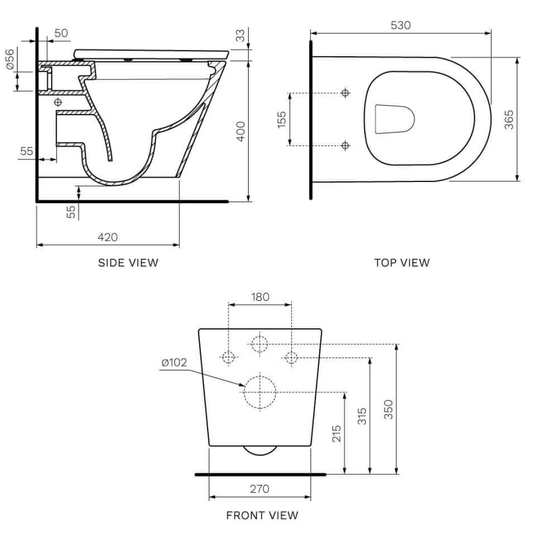 Parisi Linfa PN780 Rimless Wall Hung Package - Soft Close Seat - Parisi Blade Access Chrome Plate - PN780P + PA231