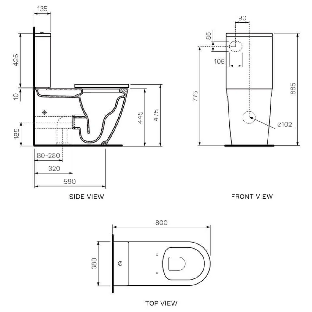 Parisi Ellisse Accessible Wall Faced Suite with Rimless Pan & Grey Seat - PN800