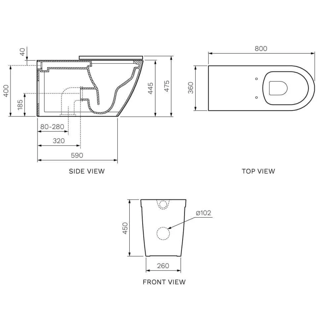 Parisi Ellisse Accessible Wall Faced Rimless Pan with Grey Seat - PN810