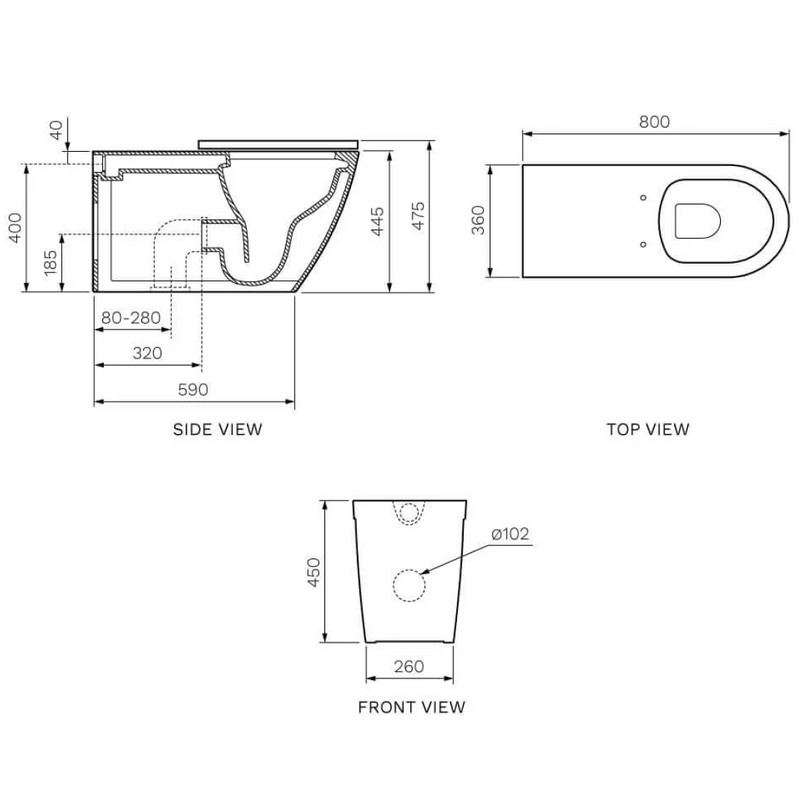Parisi Ellisse Accessible Wall Faced Rimless Pan with Grey Seat