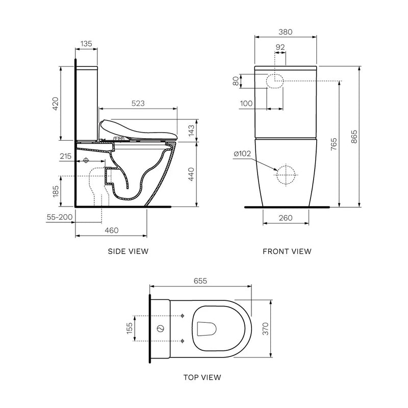 Parisi Aqua Intelligent Toilet Suite w/Bottom Inlet Bidet Seat - PN82A
