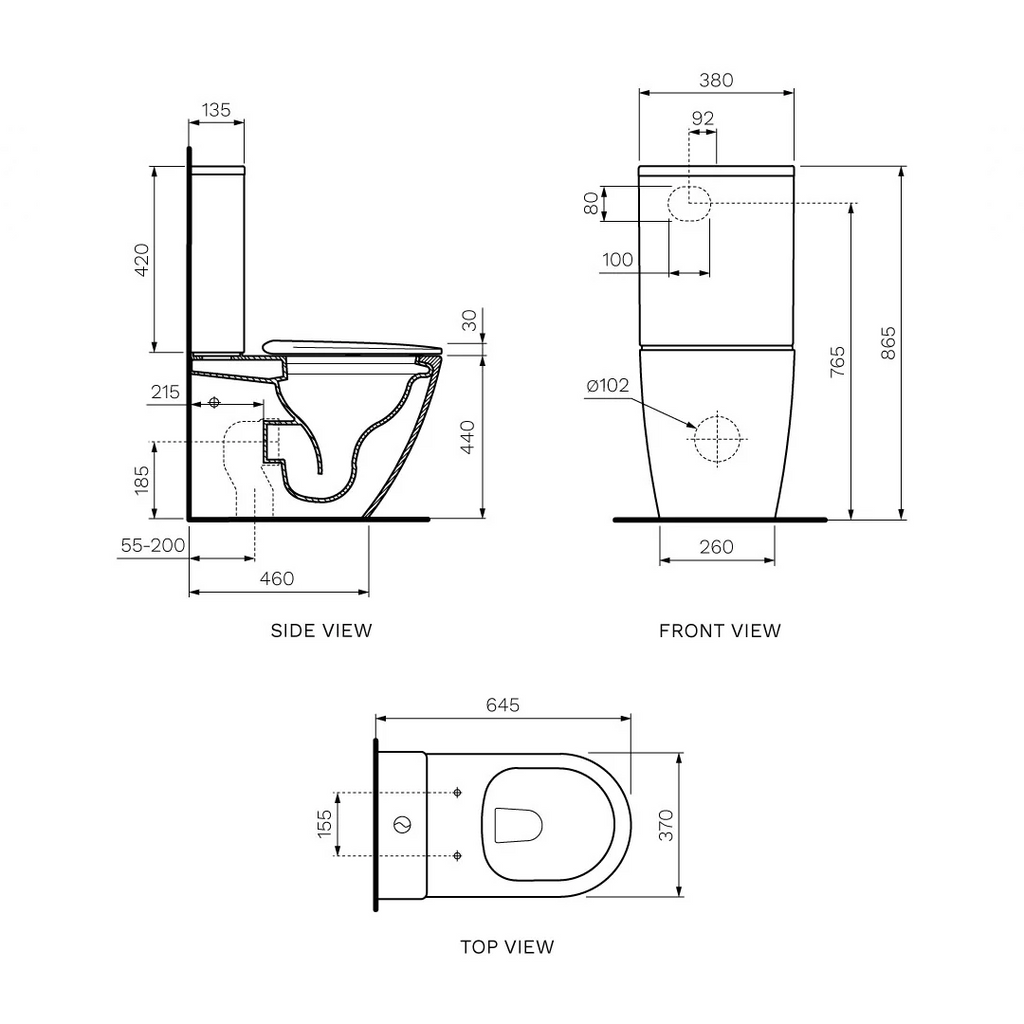 Parisi Ellisse MK II Rimless Ambulant Back to Wall Toilet Suite (Includes Moda Seat) - PN82M