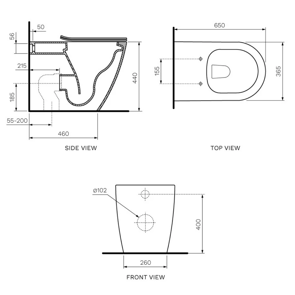 Parisi Ellisse MK II Ambulant Wall Faced Rimless Pan - Soft Close Seat - PN830