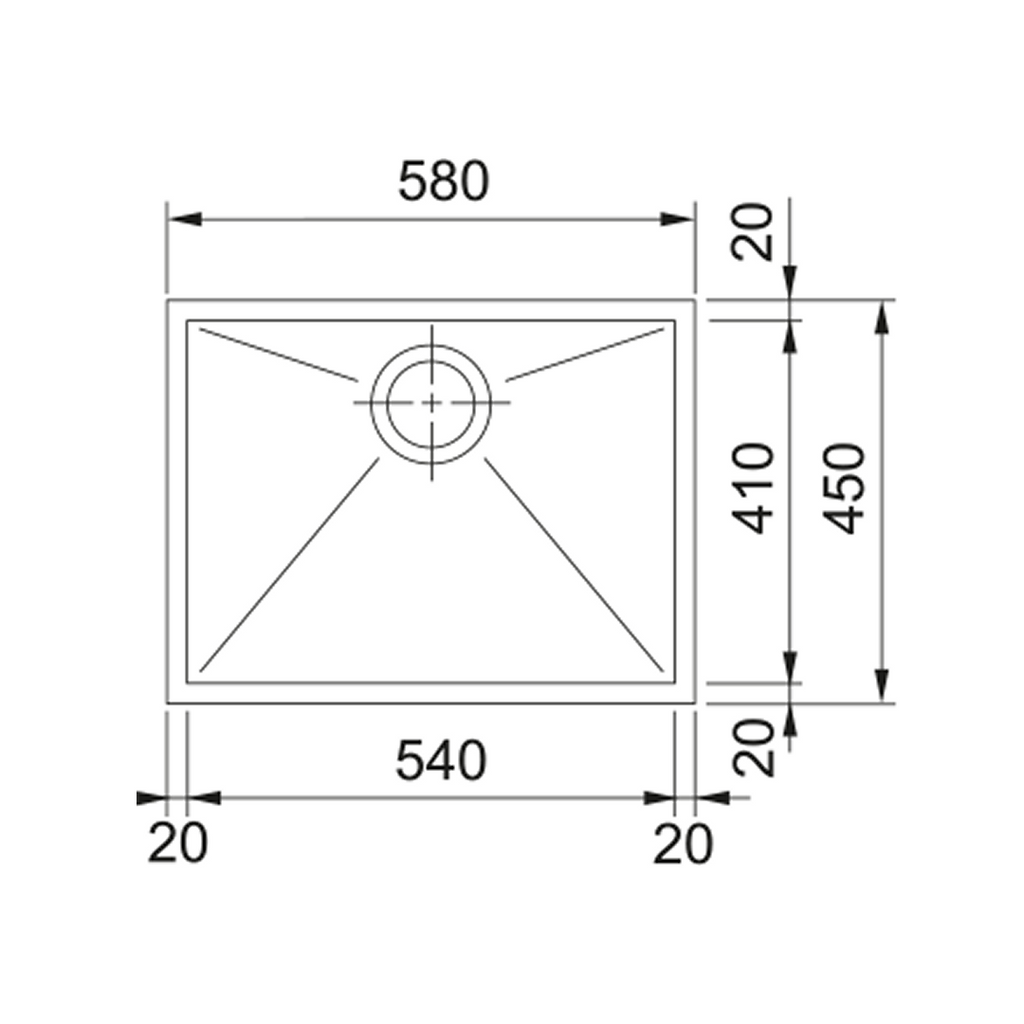 Franke Planar 580 Stainless Steel Topmount/Flushmount Laundry Tub with Overflow - PPX210-54LTB