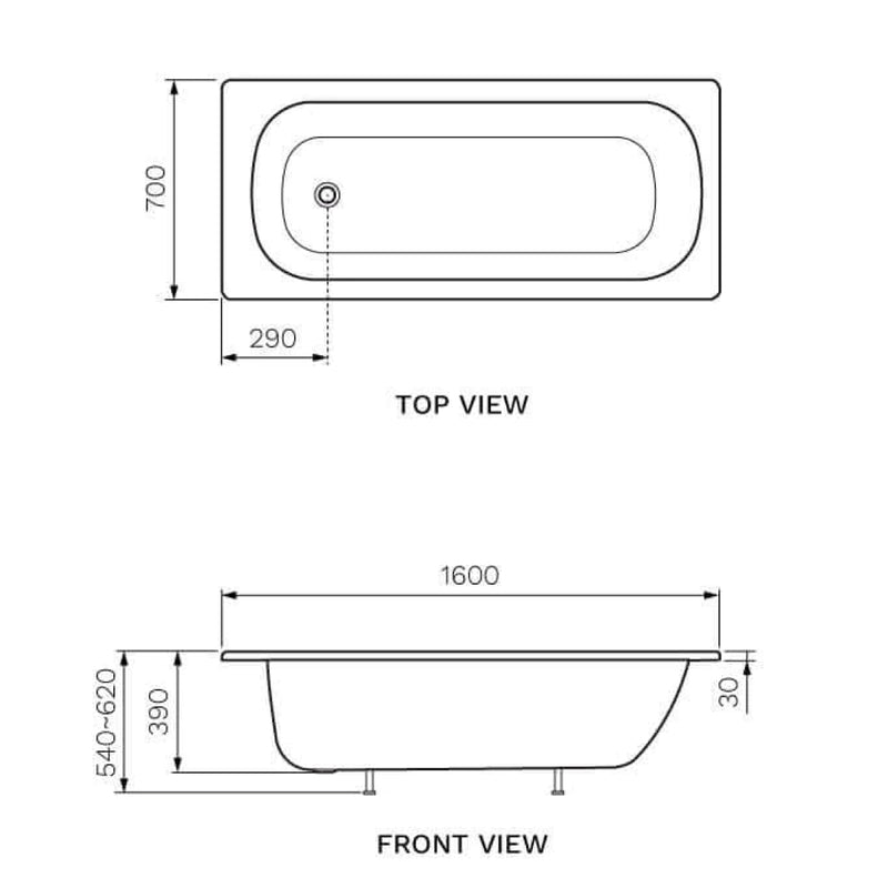 Parisi Envy 1600 Inset Bath - Gloss White