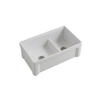 Parisi Cornice Double Bowl Sink 840mm - Gloss White - SMTOS33D