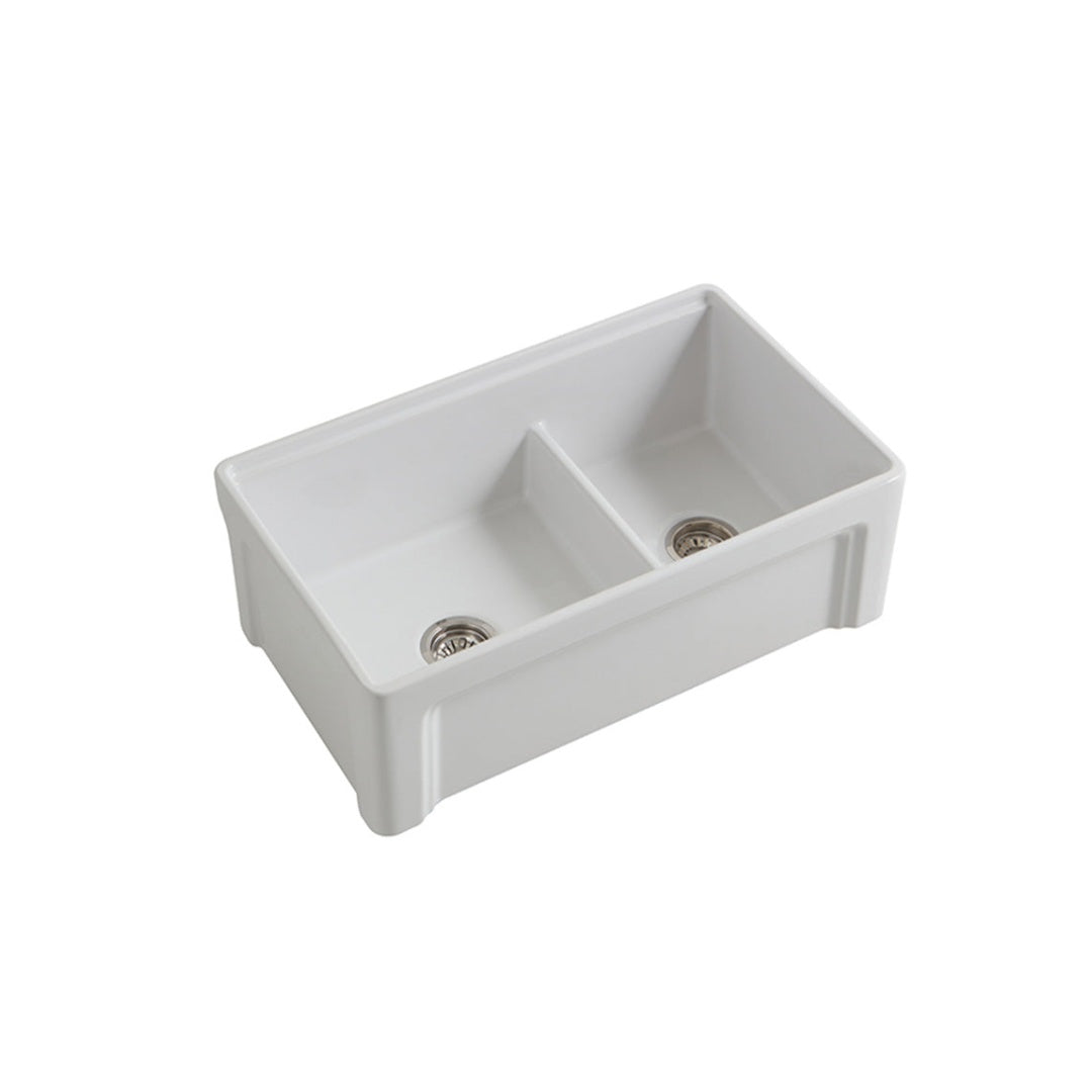 Parisi Cornice Double Bowl Sink 840mm - Gloss White - SMTOS33D