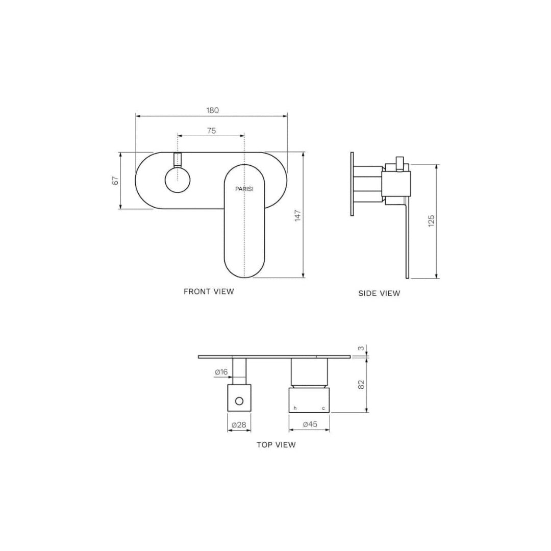 Parisi Ellisse II Wall Mixer with 2-Way Diverter - Brushed Nickel - EE2.04-D2E.41