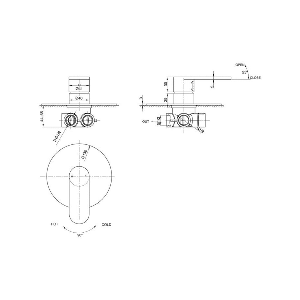 Parisi Ellisse Wall Mixer Large - Chrome - EE.05R