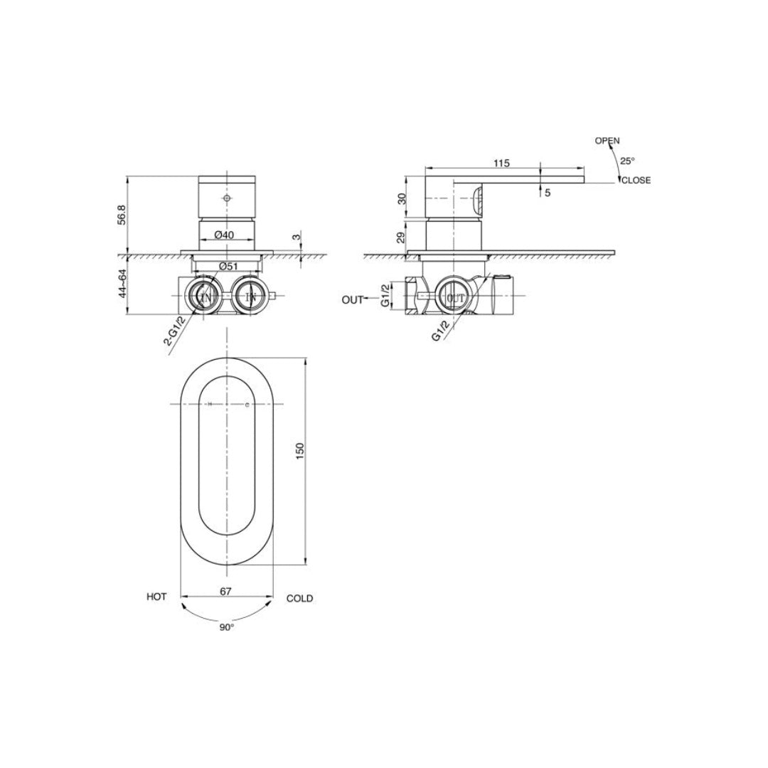 Parisi Ellisse Wall Mixer Plate - Chrome - EE.05E