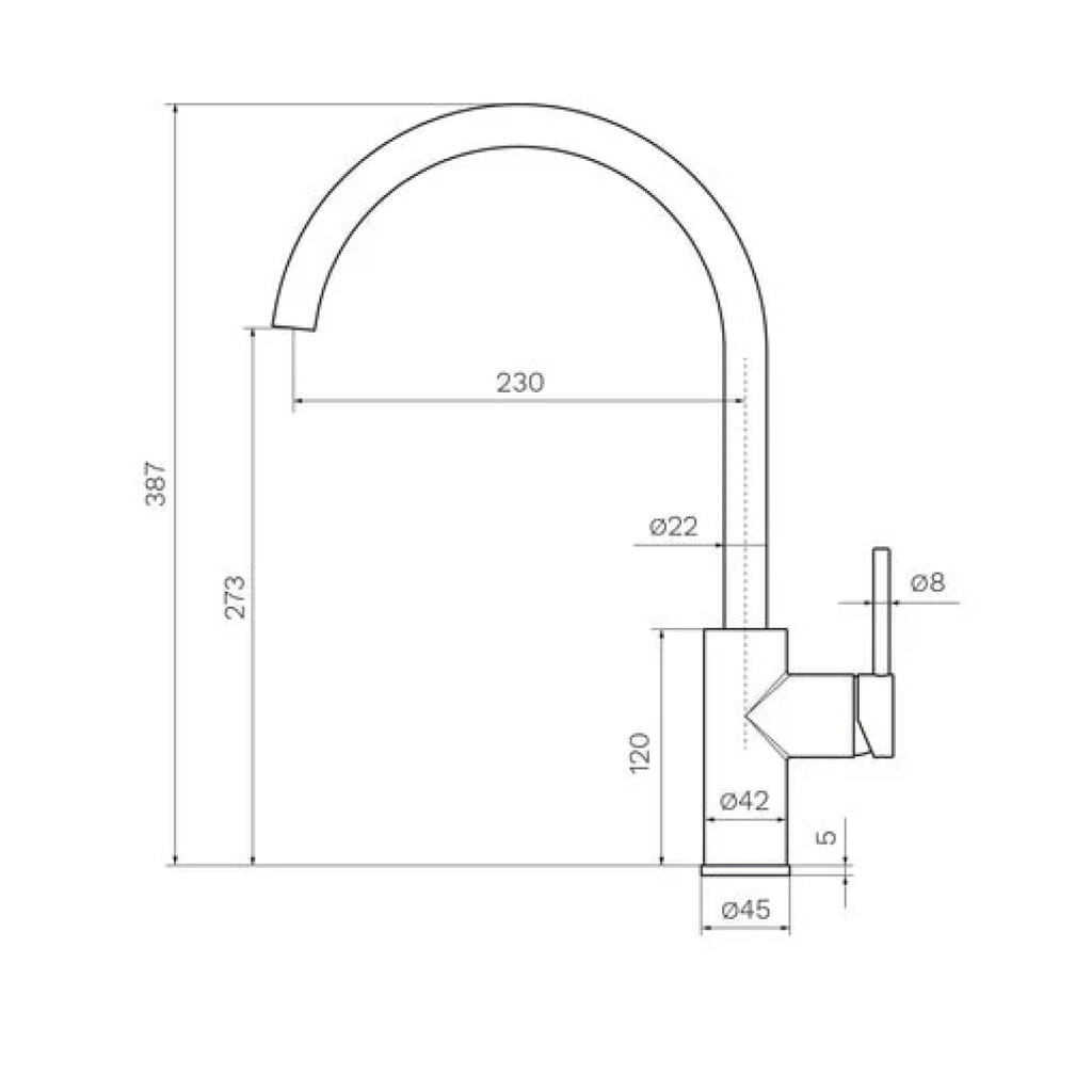 Parisi Envy Gooseneck Kitchen Mixer - Matte Black - PP.07-1HR.02