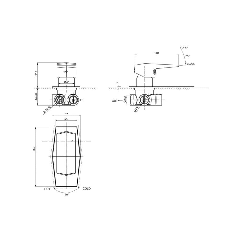 Parisi Exo Wall Mixer Large Plate - Chrome - EX.05P