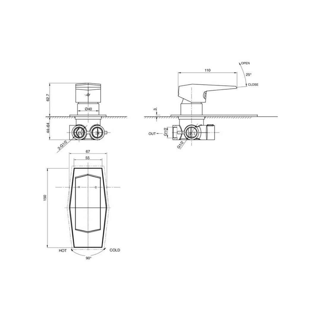 Parisi Exo Wall Mixer Large Plate - Chrome - EX.05P