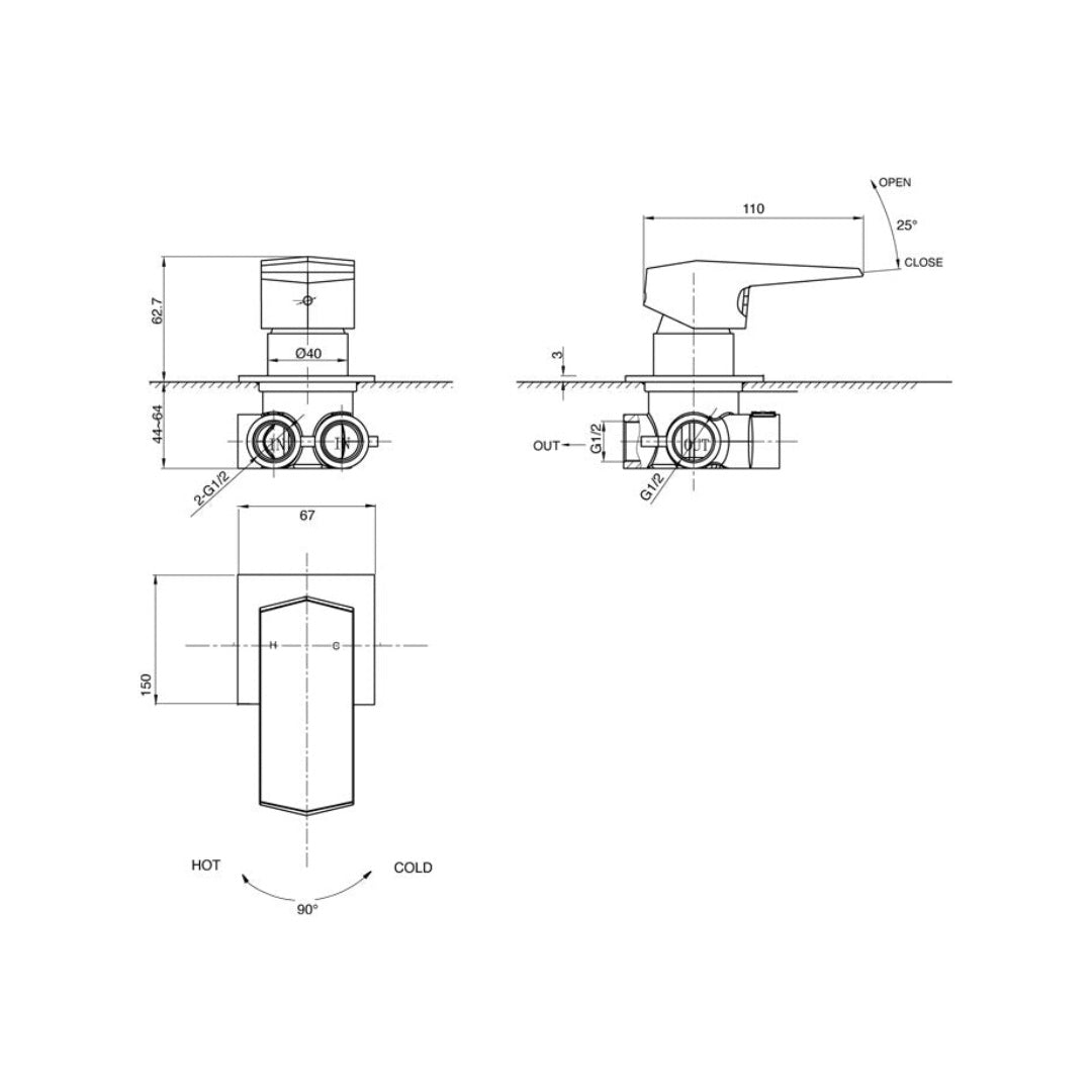 Parisi Exo Wall Mixer Small - Chrome - EX.05QF