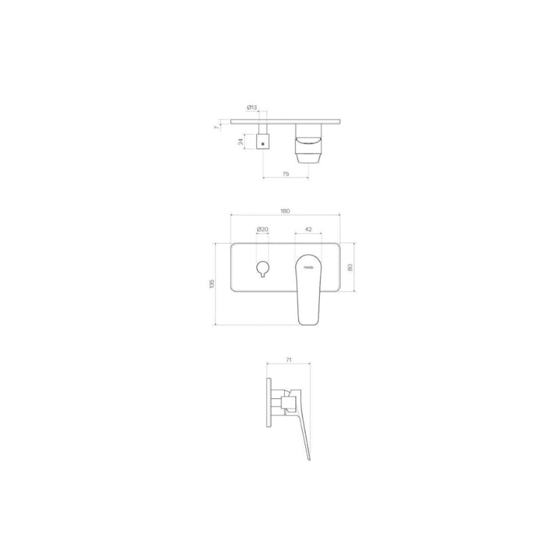 Parisi Float Wall Mixer with 2-Way Diverter - Brushed Nickel