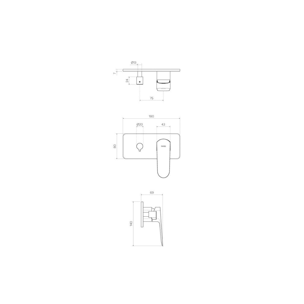 Parisi Loom Wall Mixer with 2-Way Diverter - Chrome - LO.04L