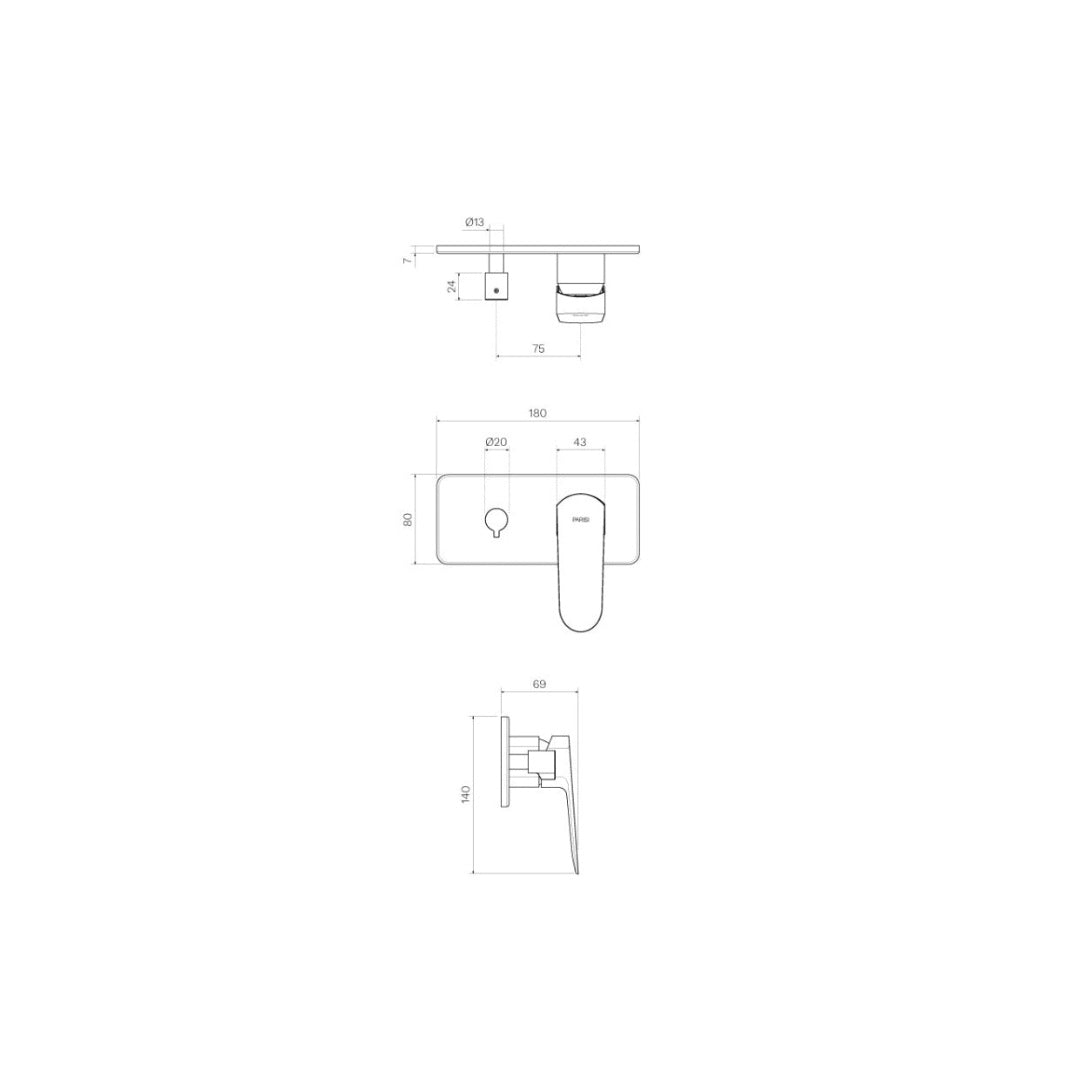 Parisi Loom Wall Mixer with 2-Way Diverter - Fucile - LO.04L.50