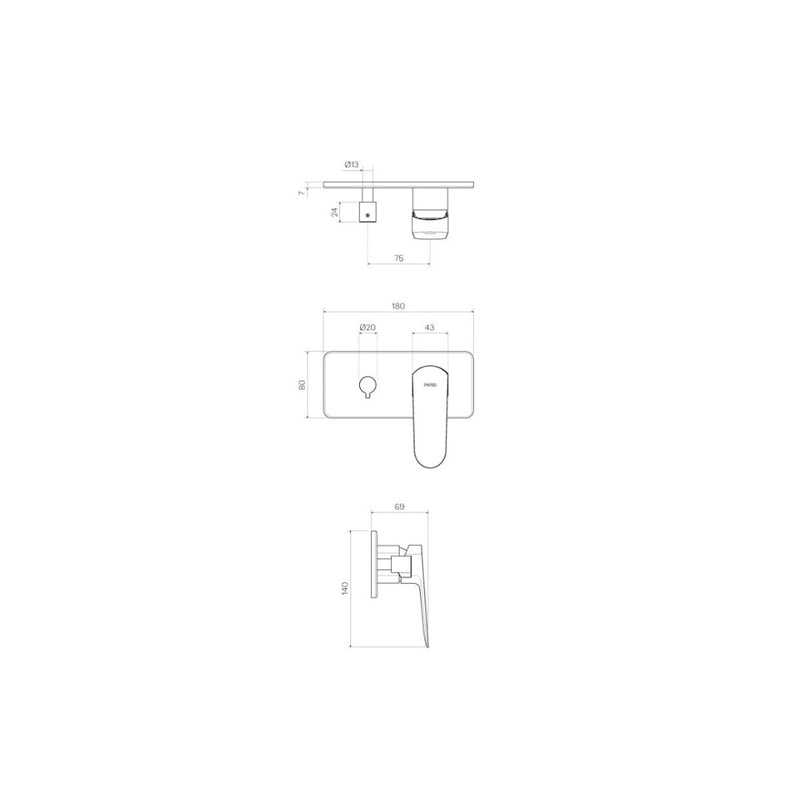 Parisi Loom Wall Mixer with 2-Way Diverter - Fucile
