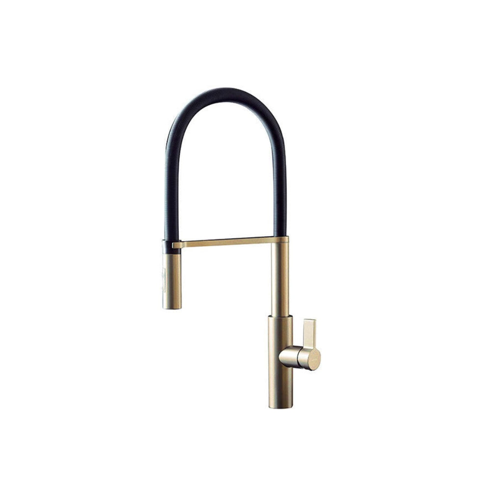 Parisi Newform Libera Kitchen Mixer with Black Spring Spray - Gold Satin - 63930Q.M2.071