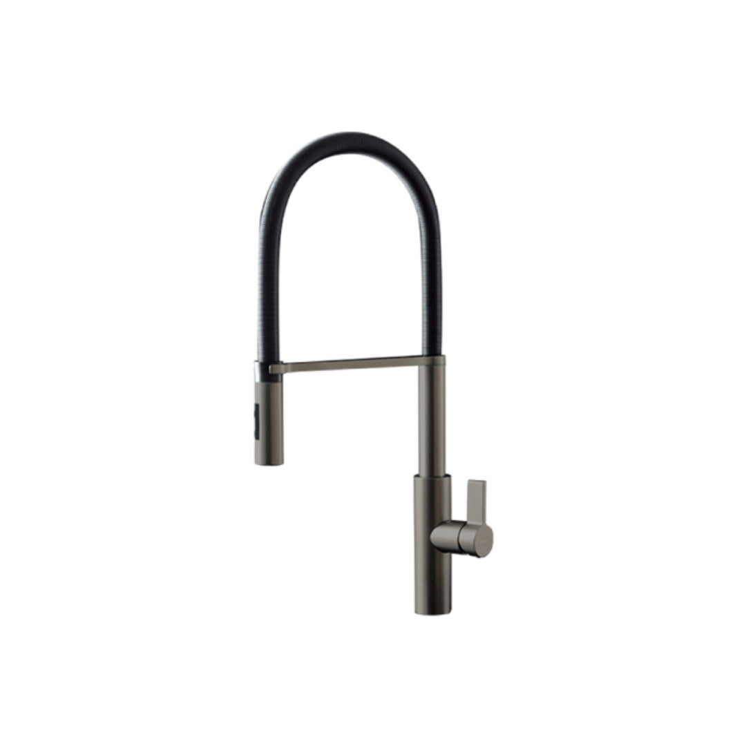 Parisi Newform Libera Kitchen Mixer with Black Spring Spray - Titanium Satin - 63930Q.M2.070