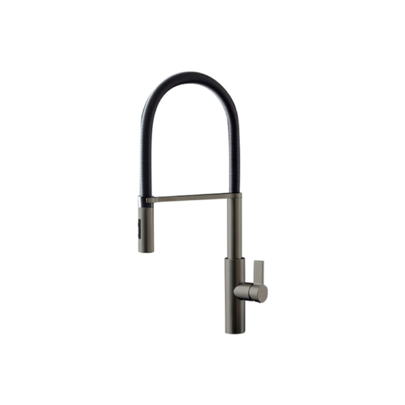 Parisi Newform Libera Kitchen Mixer with Black Spring Spray - Titanium Satin